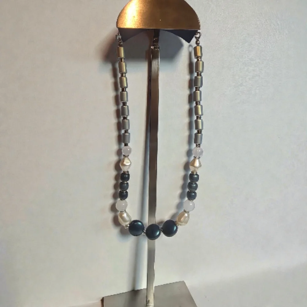 Beaded Blue and Silver Necklace